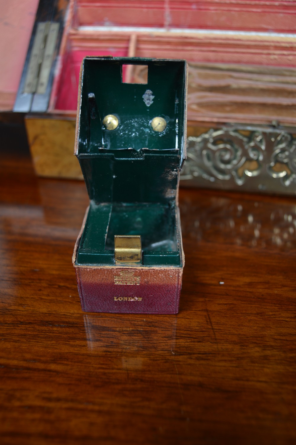 Victorian Burr Walnut and Brass Stationery Box View XXIII