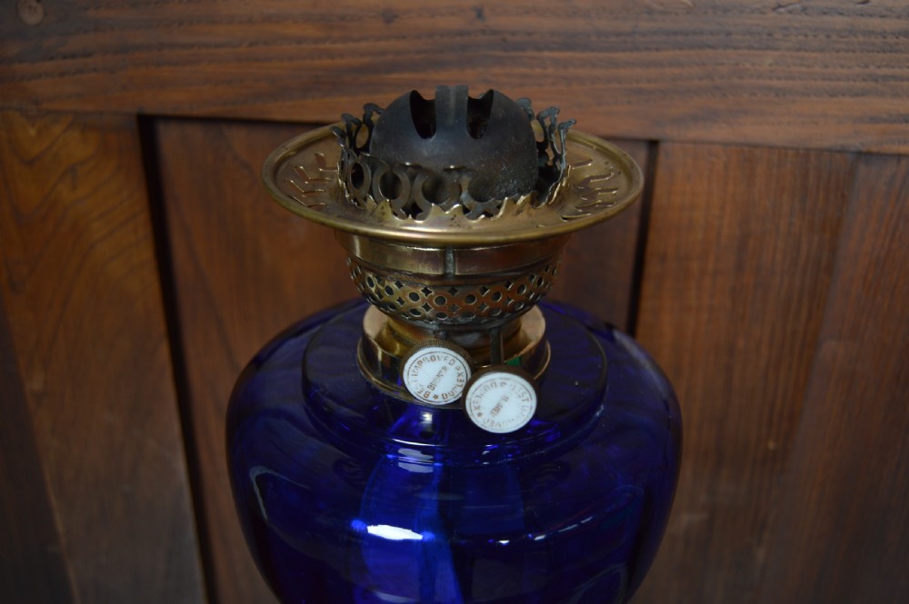 Blue Victorian Oil/ Paraffin Lamp View VIII