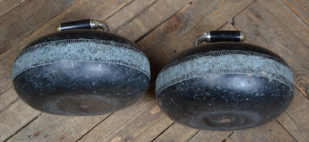 Pair of Black Curling Stones View X