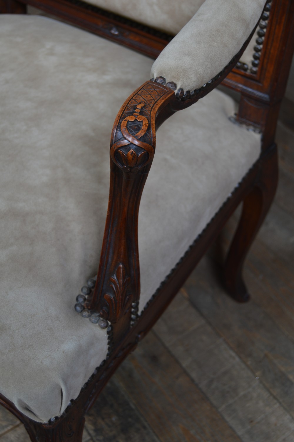 Pair of Victorian French Walnut Armchairs View X