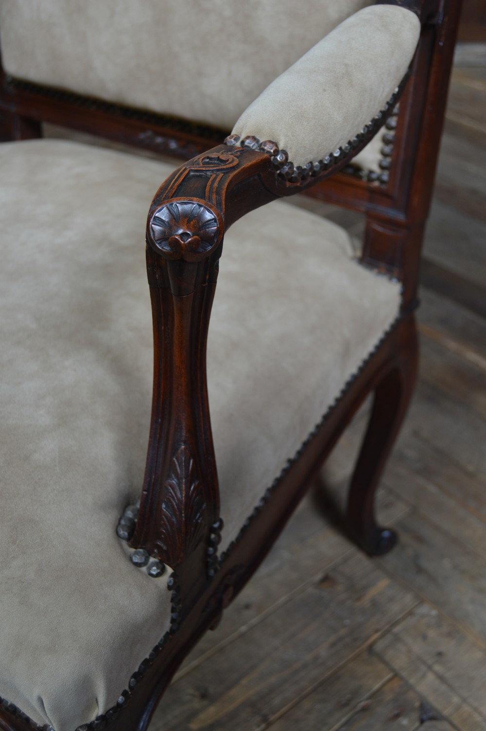 Pair of Victorian French Walnut Armchairs View XIX