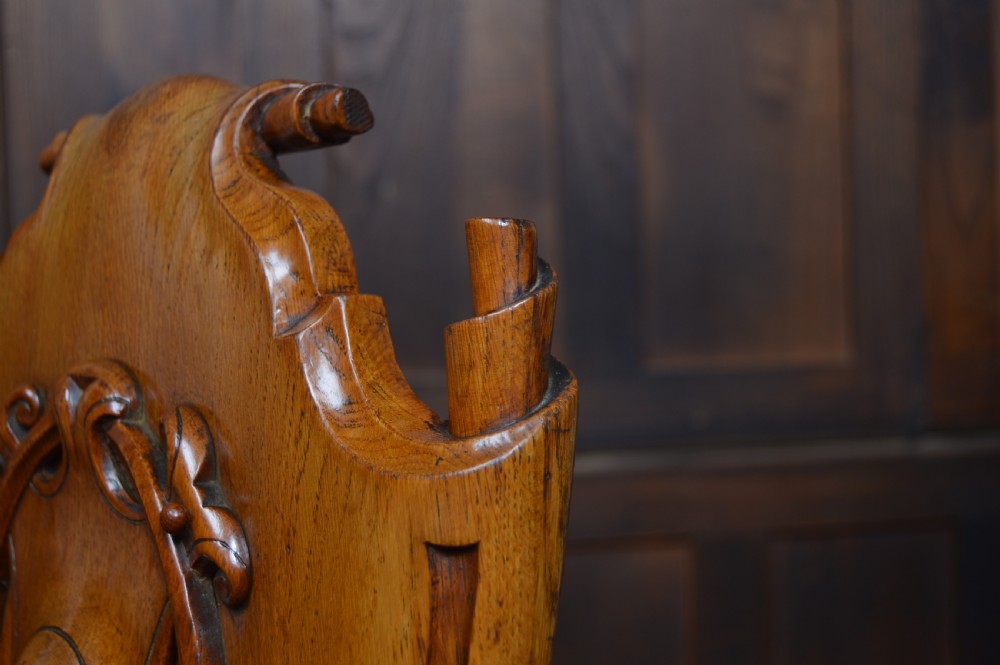 Pair of Victorian Oak Hall Chairs View XIII