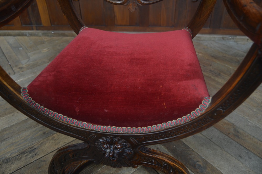Victorian Savonarola Fruit Wood Chair View VII
