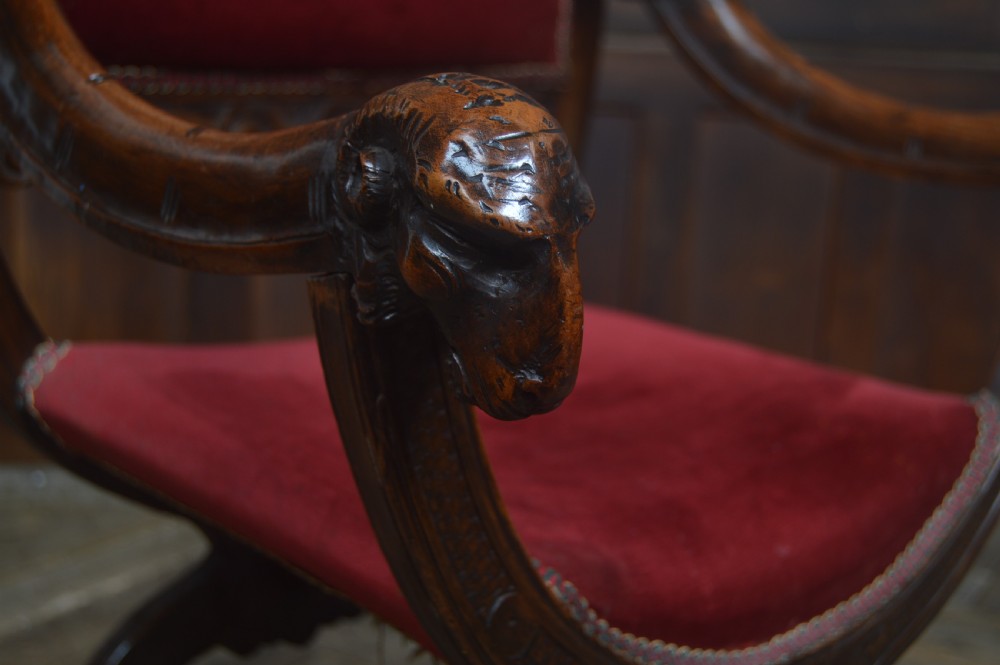 Victorian Savonarola Fruit Wood Chair View VIII