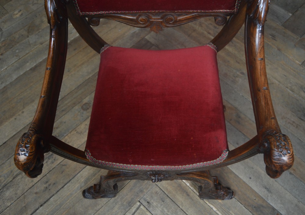 Victorian Savonarola Fruit Wood Chair View XX