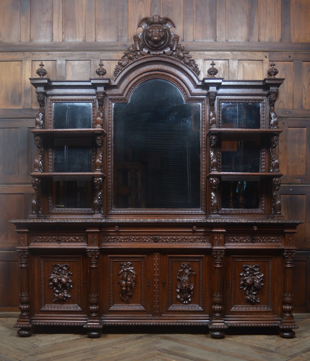 Continental Oak Mirror Back Sideboard