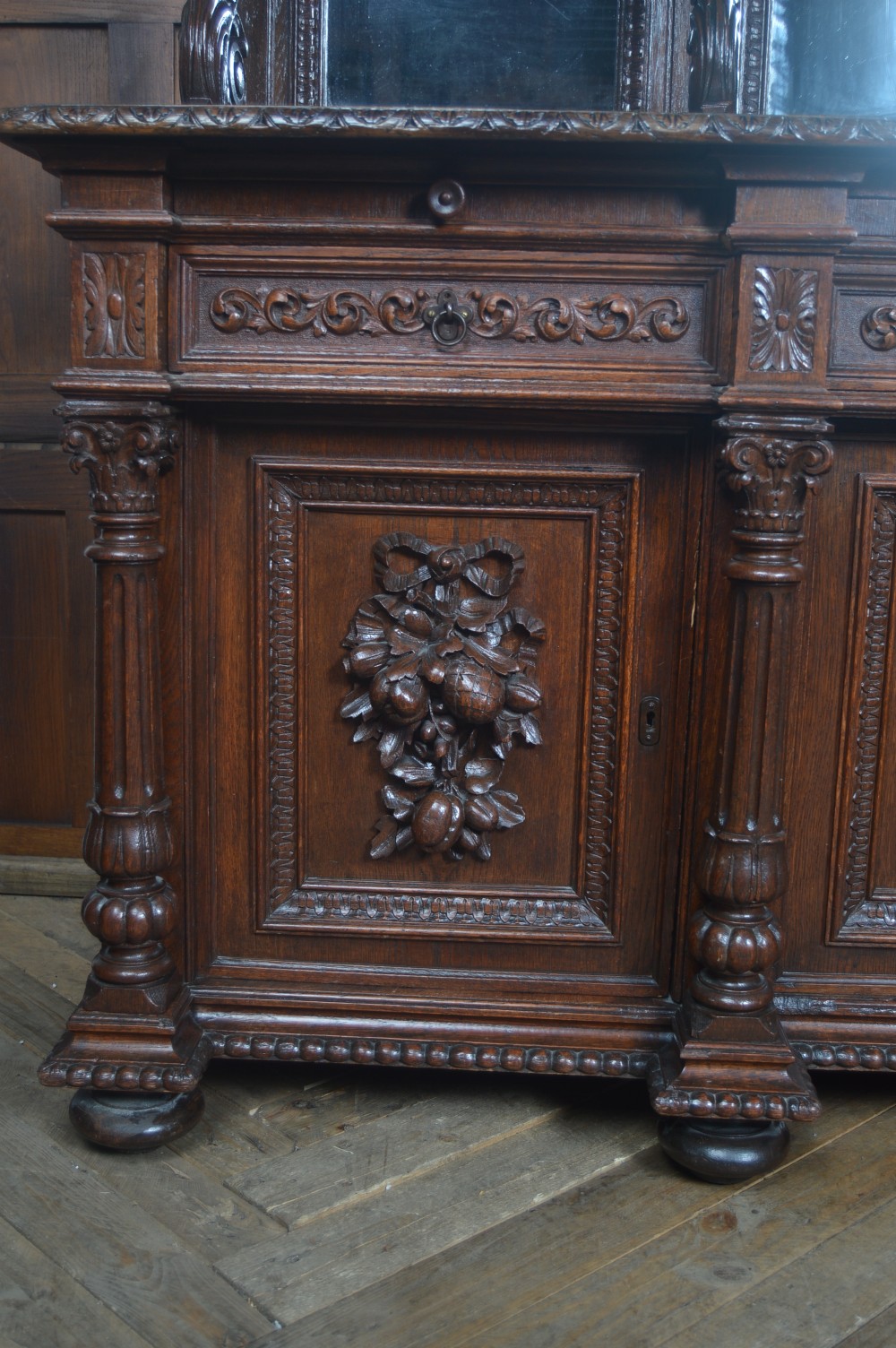 Continental Oak Mirror Back Sideboard View VI
