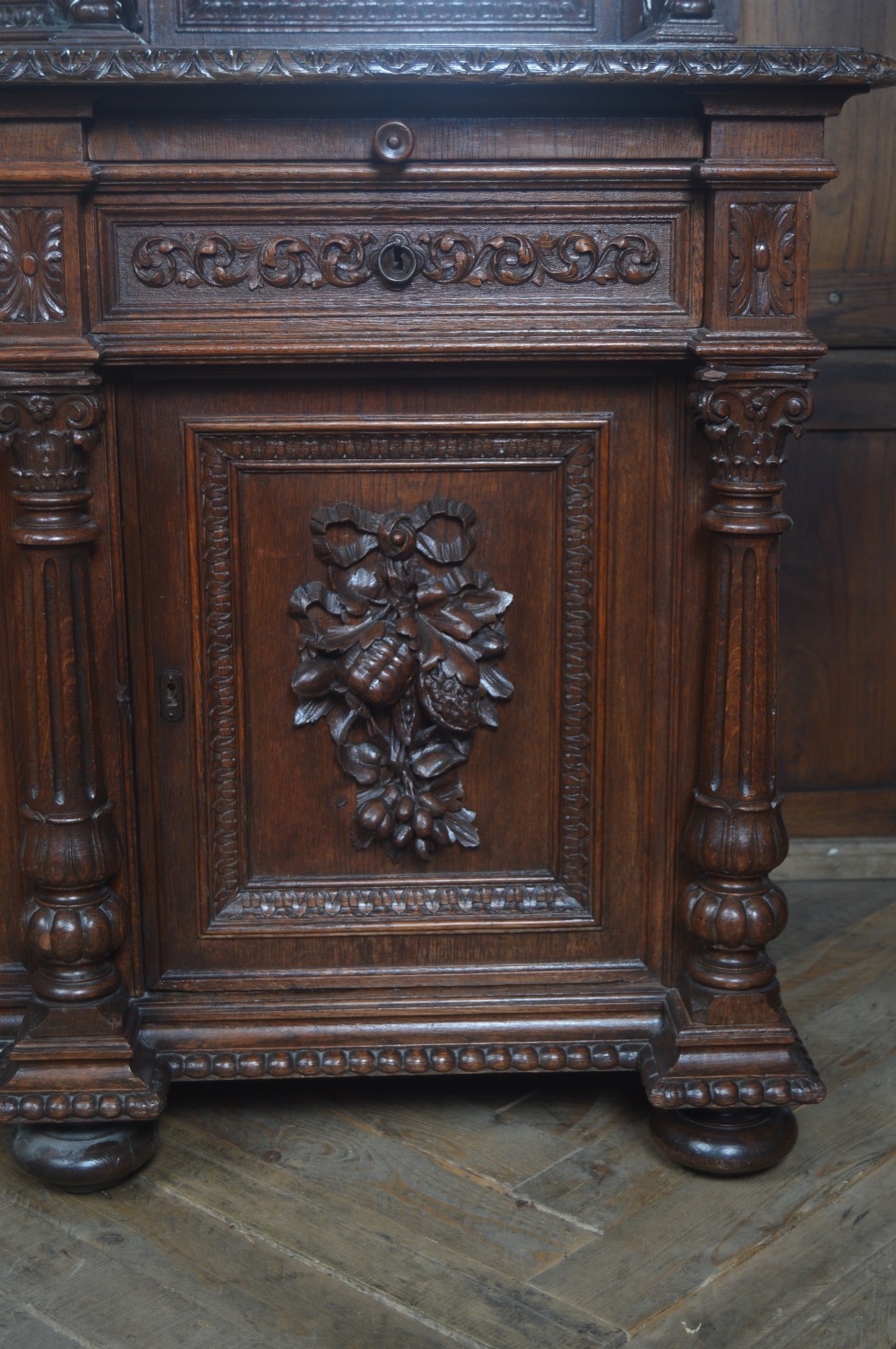 Continental Oak Mirror Back Sideboard View VII