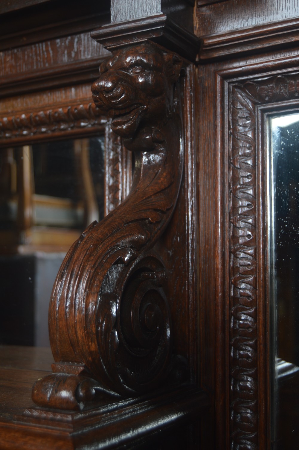 Continental Oak Mirror Back Sideboard View XVI