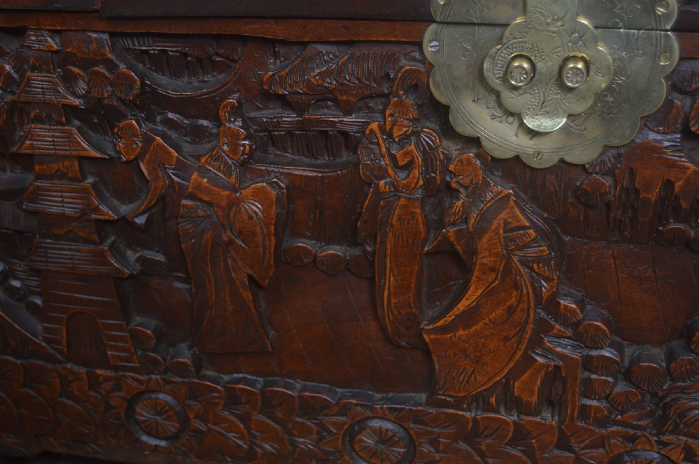 Oriental Camphor Wood Blanket / Storage Box View V