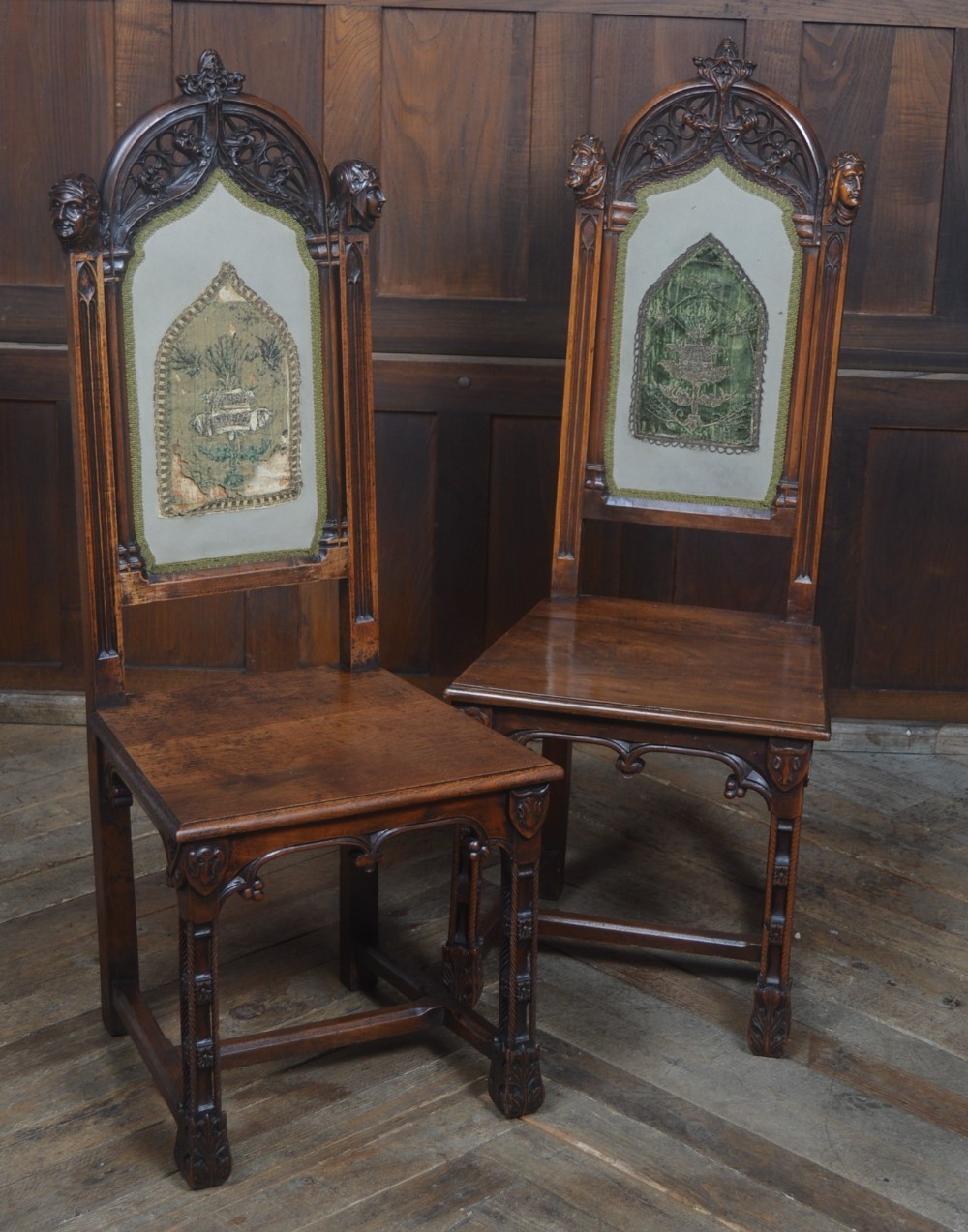 Pair of Gothic Style Victorian Chairs