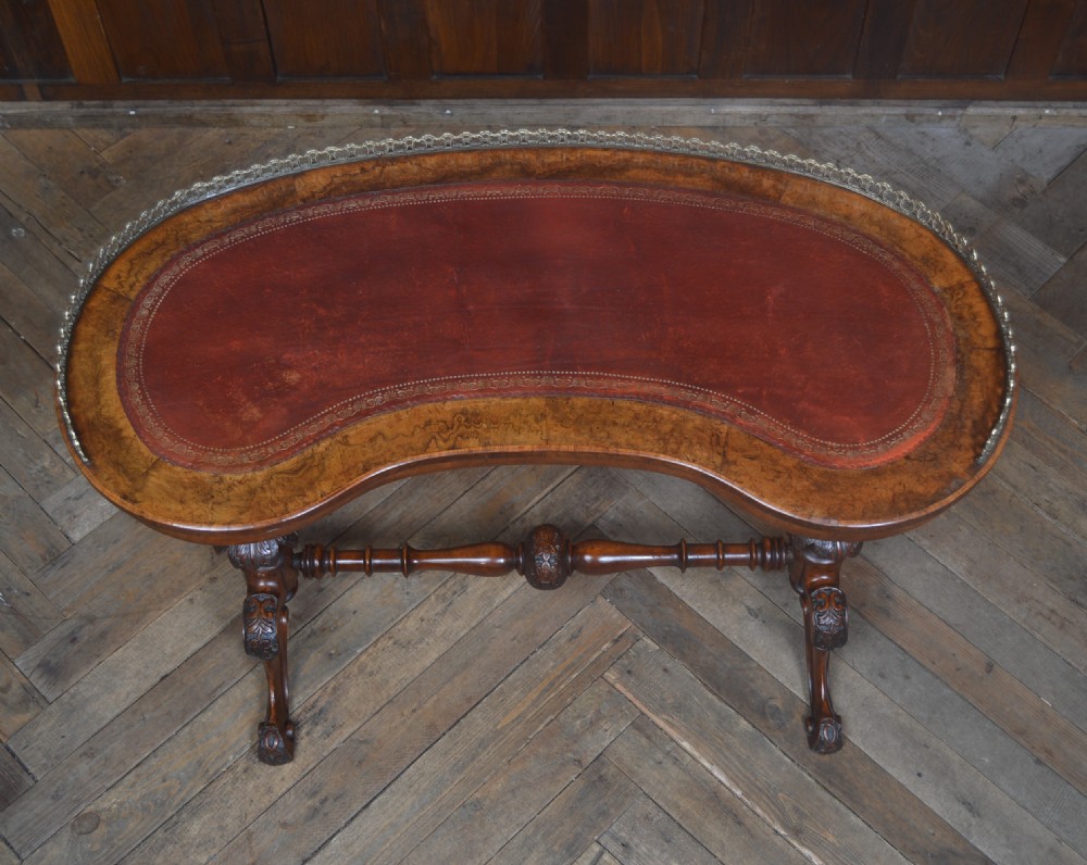 Victorian Burr Walnut Kidney Shaped Table View VI