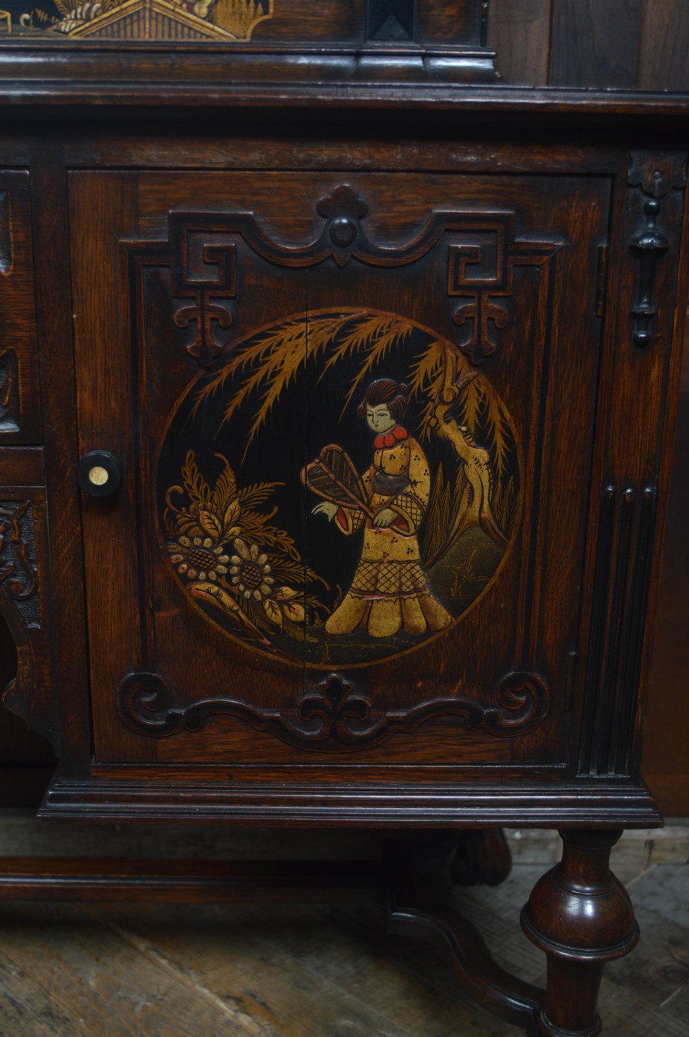 Edwardian Chinoiserie Oak Dressing Table View VII