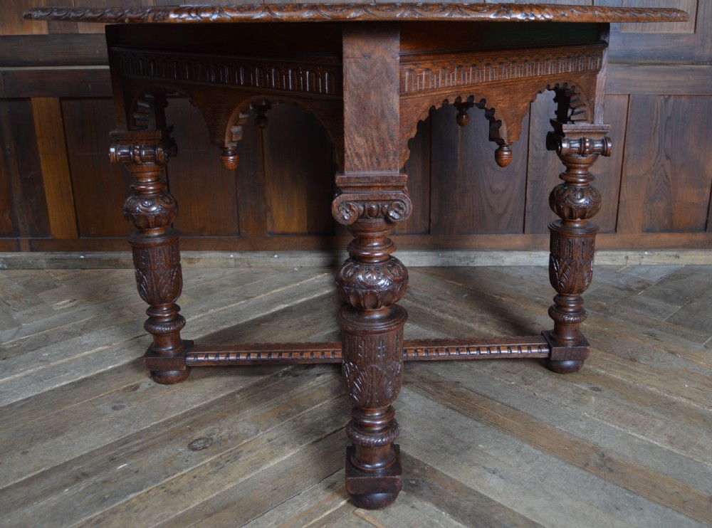 Victorian Oak Octagonal Centre Table View XI