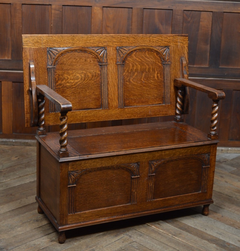 Edwardian Monk's Bench/ Hall Seat/ Settle