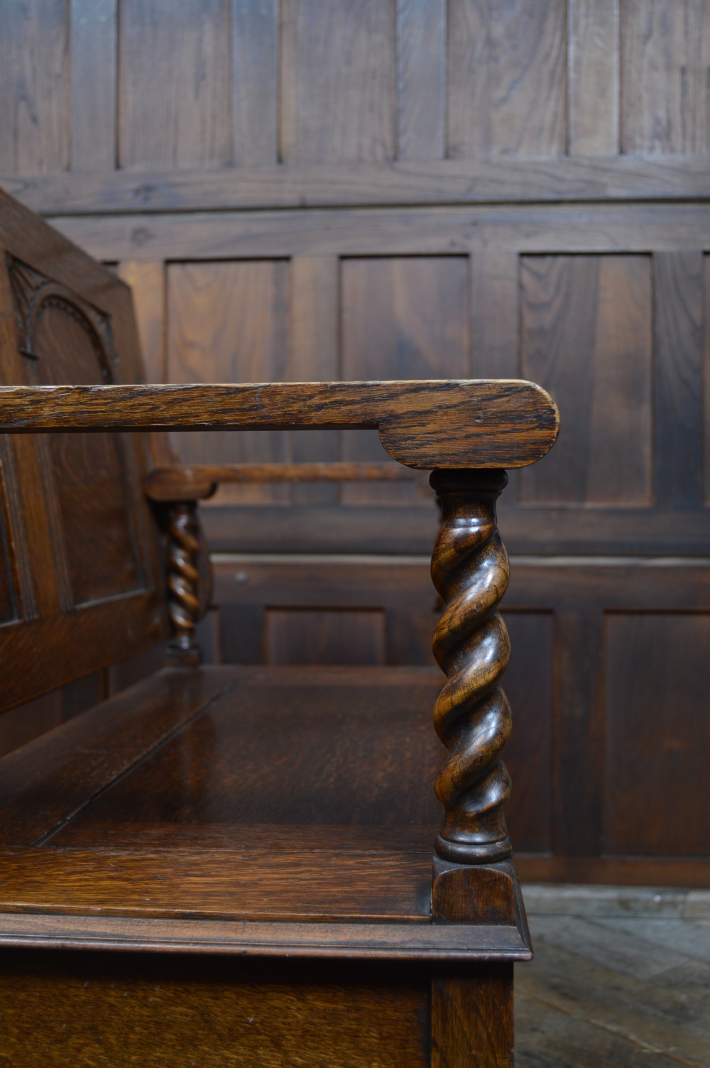 Edwardian Monk's Bench/ Hall Seat/ Settle View XVI