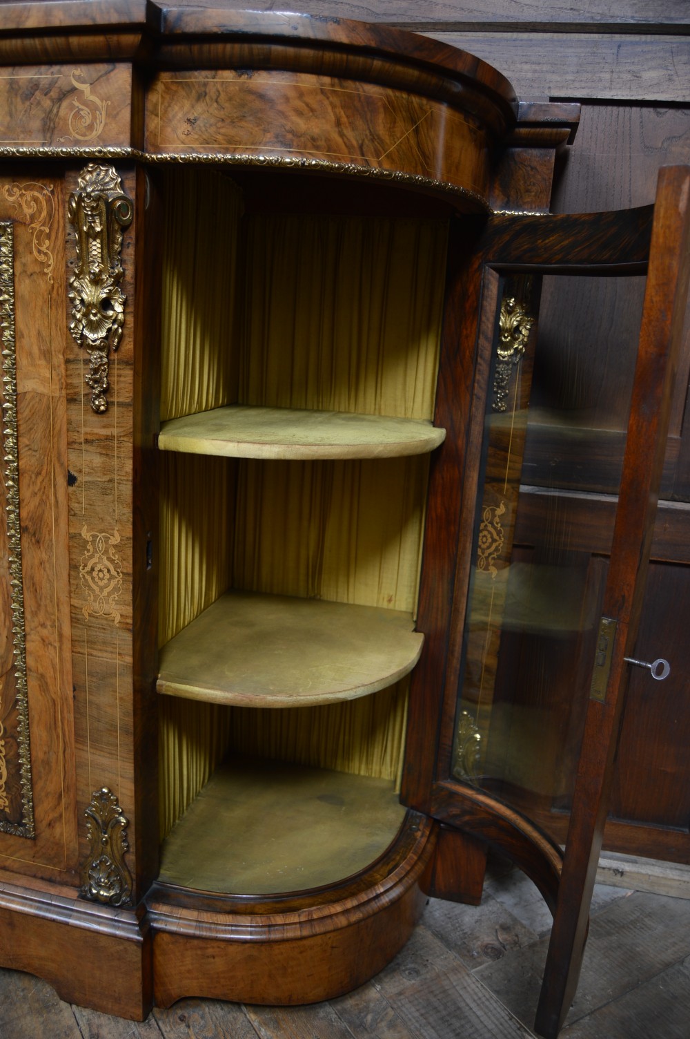 Victorian Walnut Credenza / Display Cabinet  View XIV