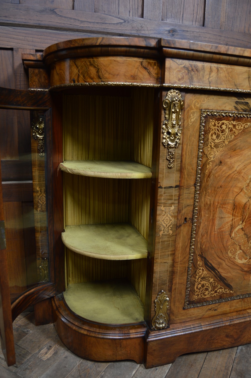 Victorian Walnut Credenza / Display Cabinet  View XV