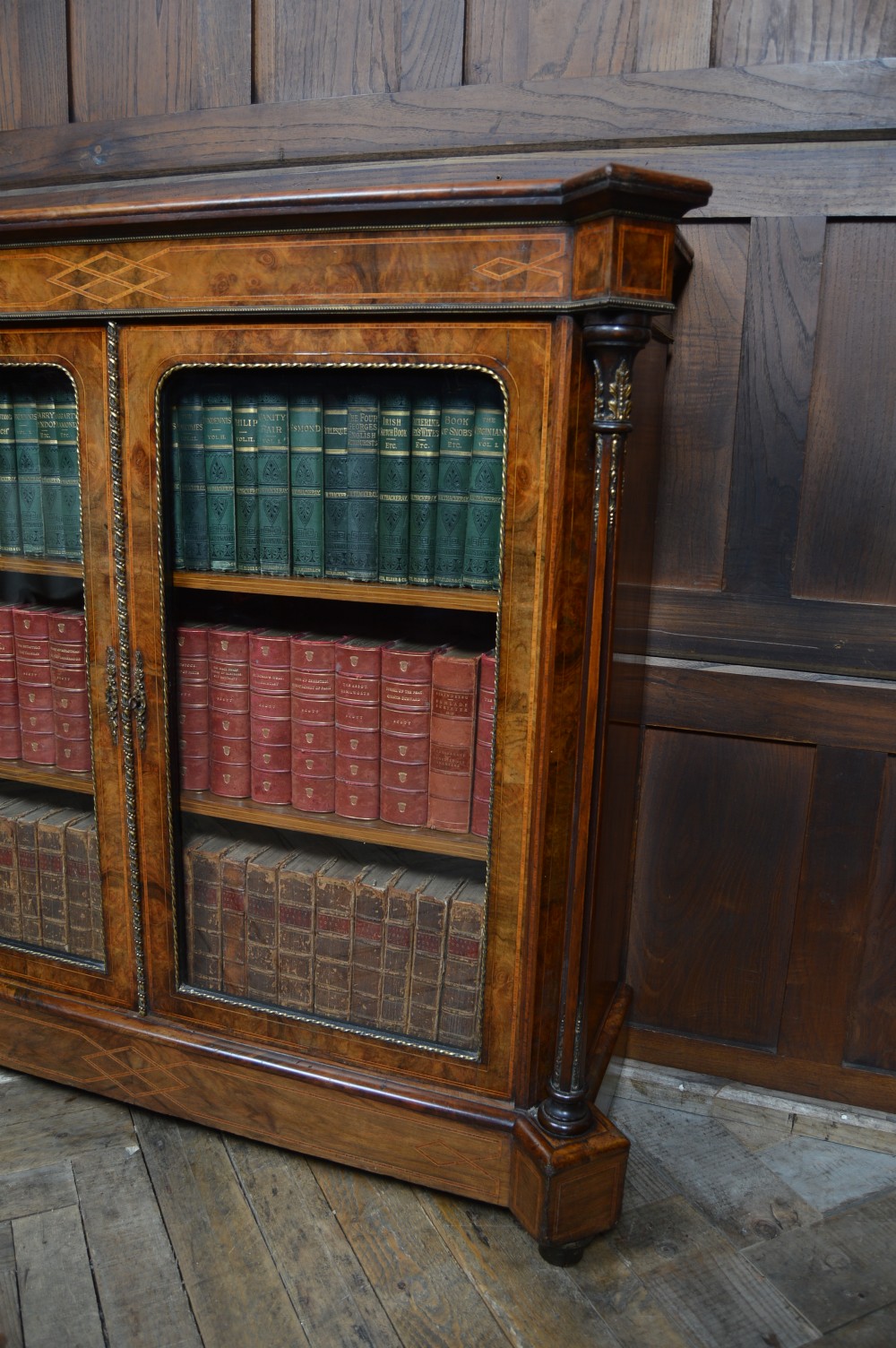 Victorian Walnut Bookcase / Display Cabinet View XXI