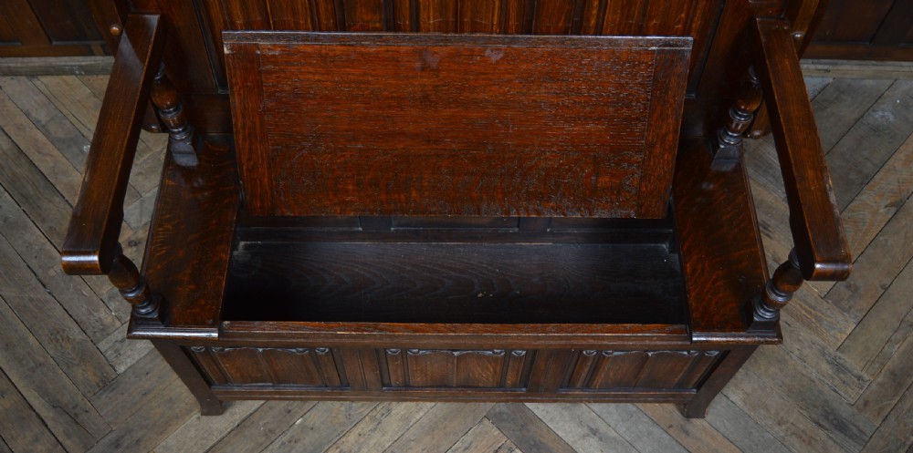 Edwardian Monk’s bench / hall seat / settle View VI
