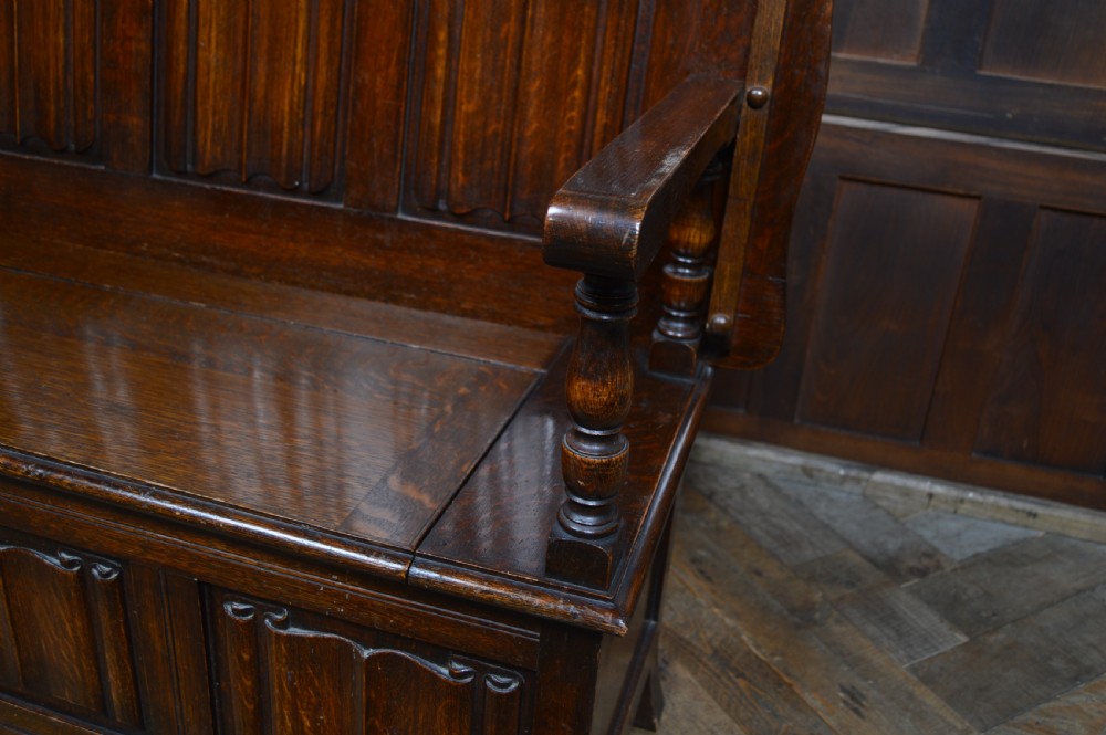 Edwardian Monk’s bench / hall seat / settle View XIII