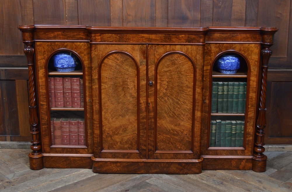 Victorian Walnut Bookcase/ Display Cabinet 