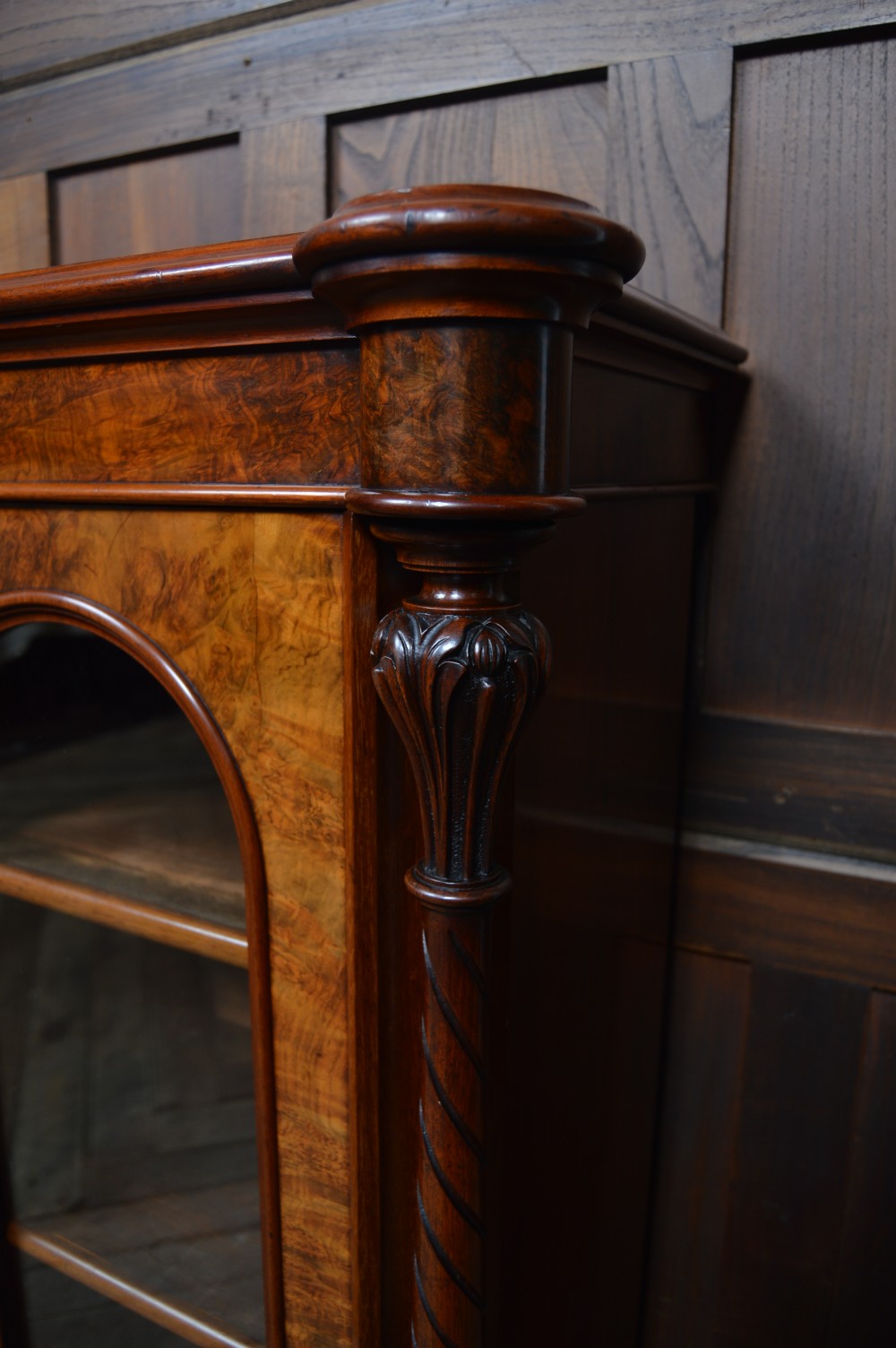 Victorian Walnut Bookcase/ Display Cabinet  View V
