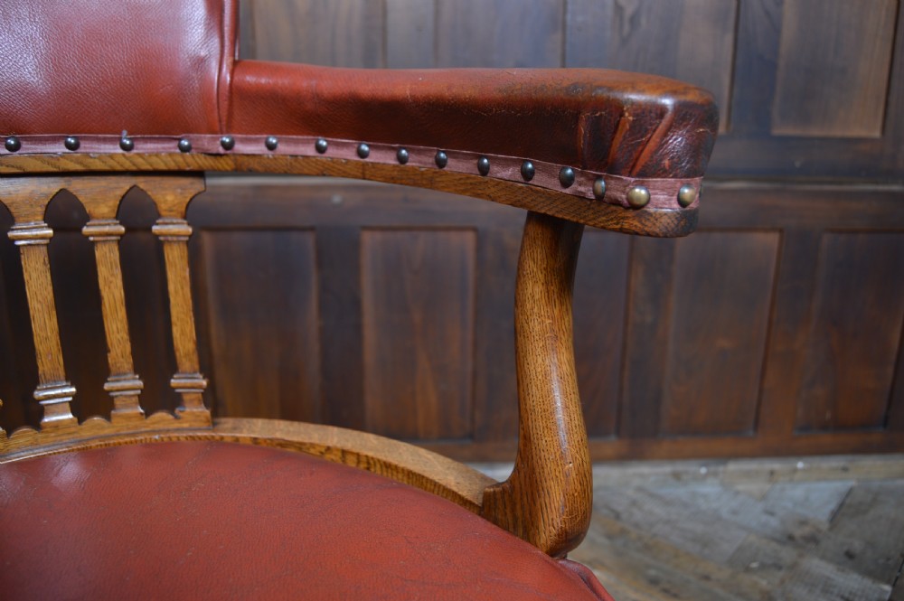 Edwardian Leather Captain's Chair View V