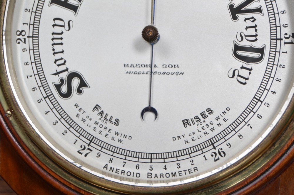 Mason & Sons Mahogany Aneroid Barometer View V