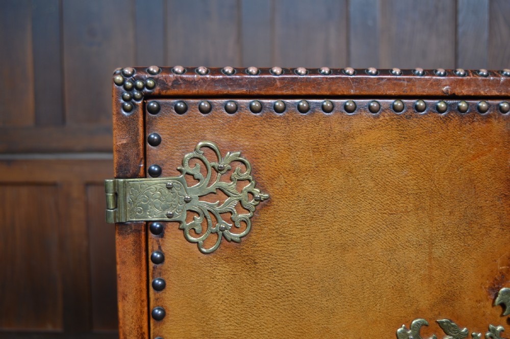 Jacobean style Leather and Oak Cabinet View V