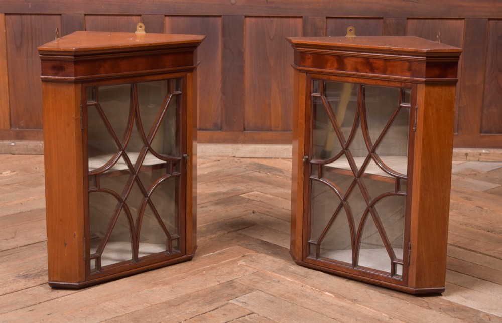 Pair of Miniature Mahogany Corner Cabinets View II