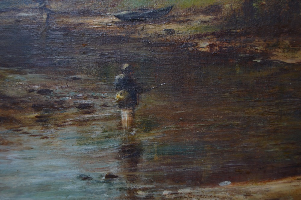 Victorian J.S MacDonald Oil Painting Salmon Fishing View III