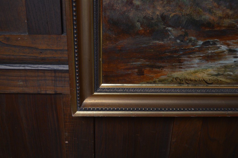 Victorian J.S MacDonald Oil Painting Salmon Fishing View IX