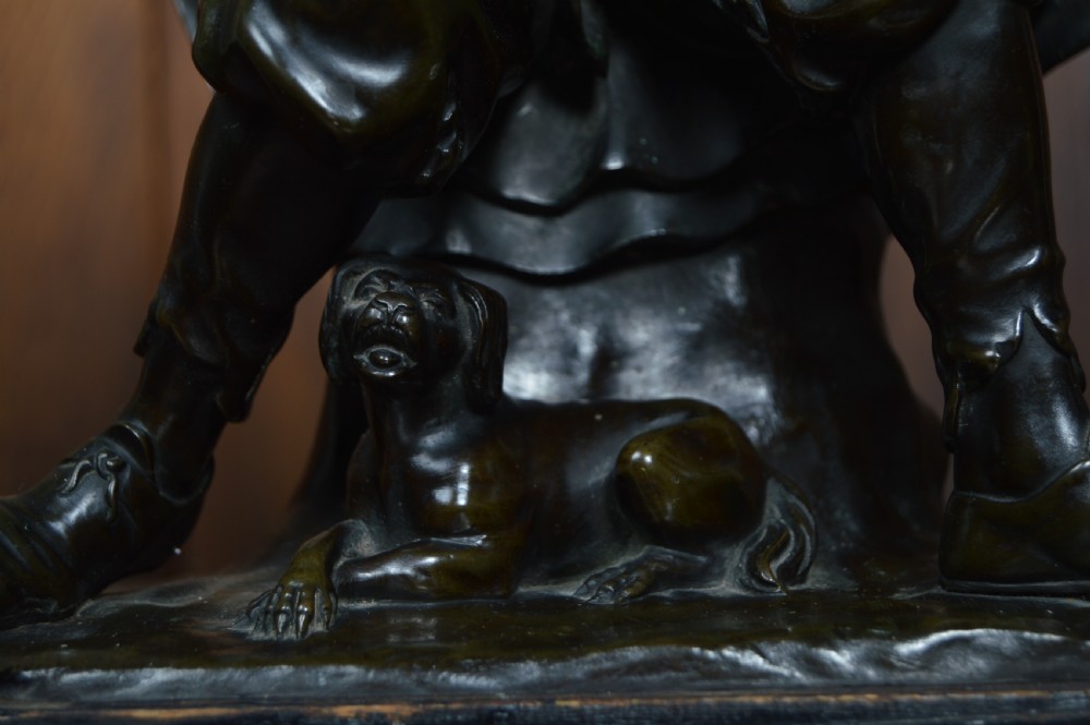 Victorian Bronze Male Figure Playing a Hurdy Gurdy View IV