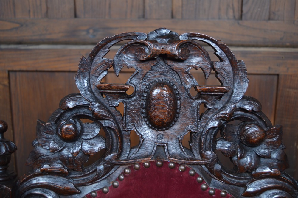 Victorian Oak Throne Chair View III