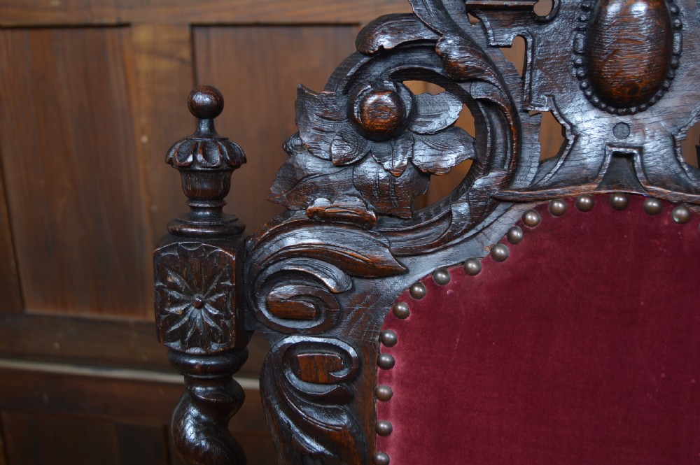 Victorian Oak Throne Chair View IV