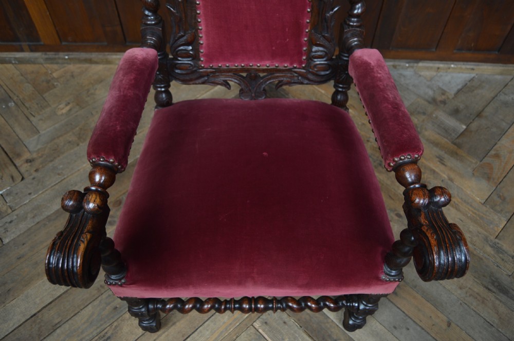 Victorian Oak Throne Chair View VI