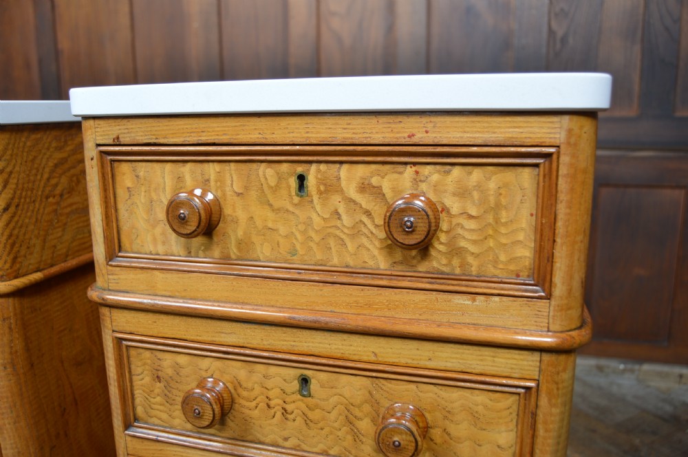 Pair of Victorian Hungarian Ash Bedside Drawers  View V