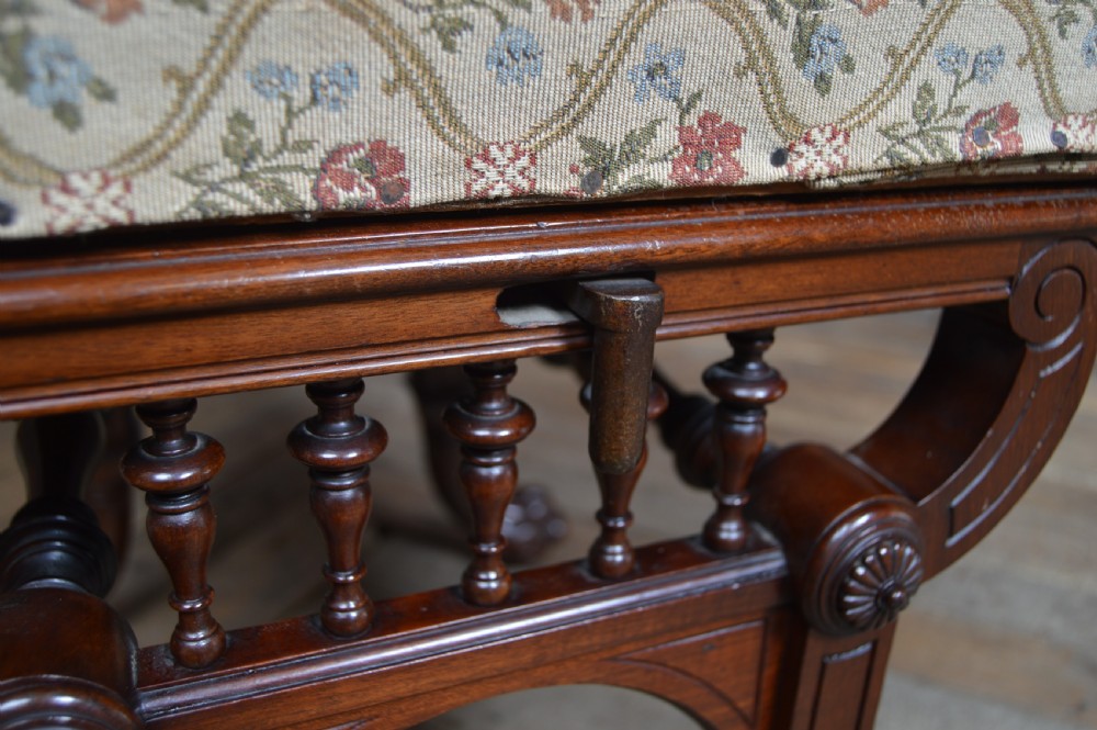 Edwardian Mahogany Rise & Fall Piano Stool View VII
