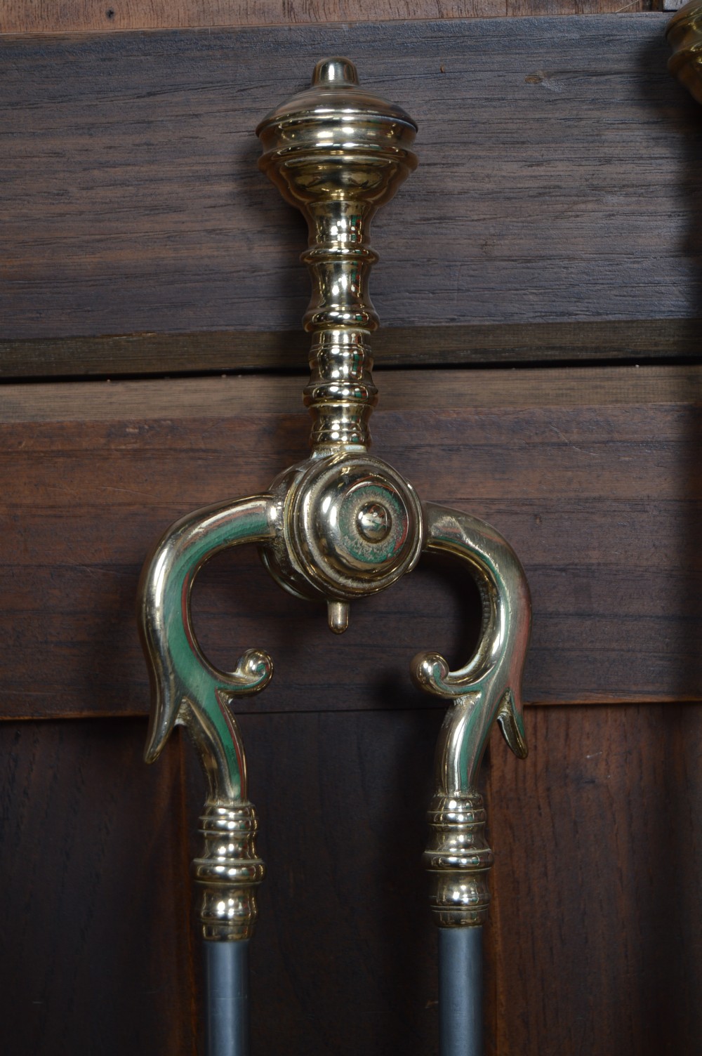 Set of Edwardian Brass & Steel Fire Irons View V