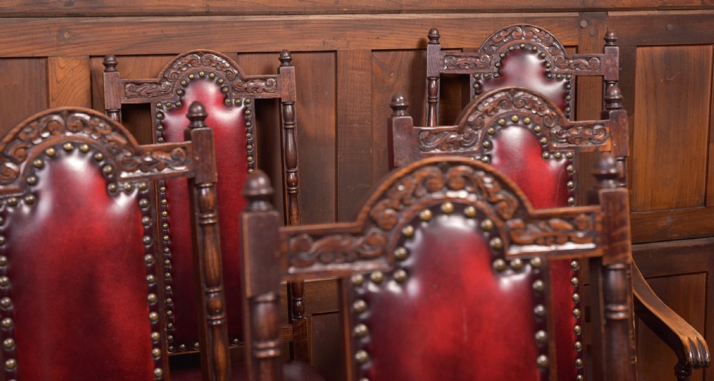 Set of 6 Edwardian Oak Chairs View VI