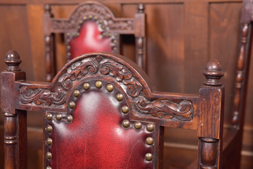Set of 6 Edwardian Oak Chairs View XII