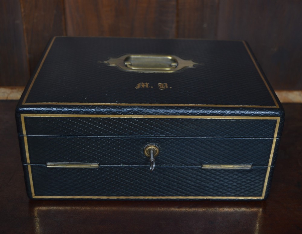 Scottish Victorian Leather Writing / Stationery Box View IV