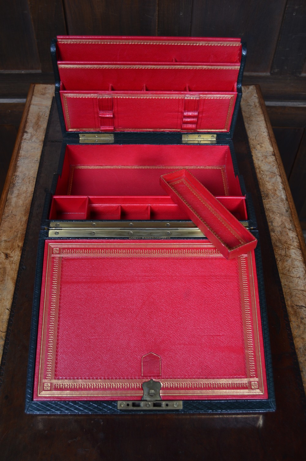 Scottish Victorian Leather Writing / Stationery Box View XVI