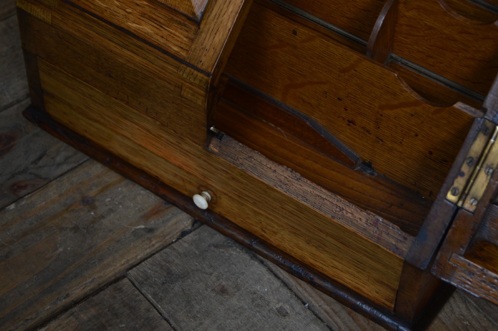 Edwardian oak writing box / cabinet View IX