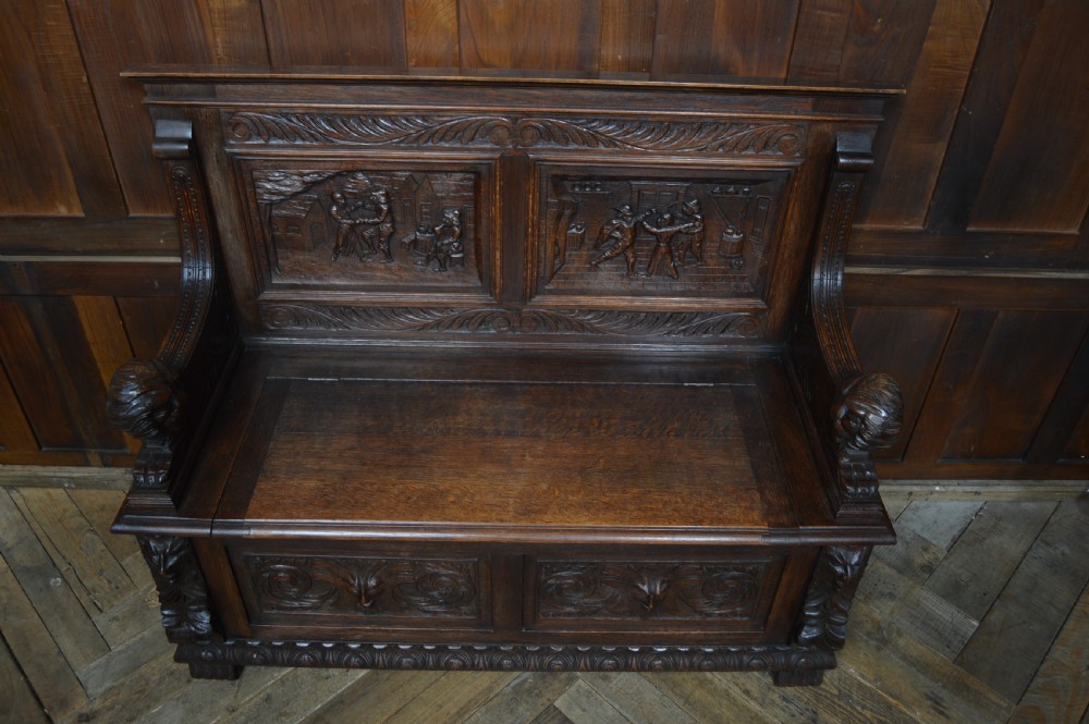 Victorian Oak Monk Bench View III