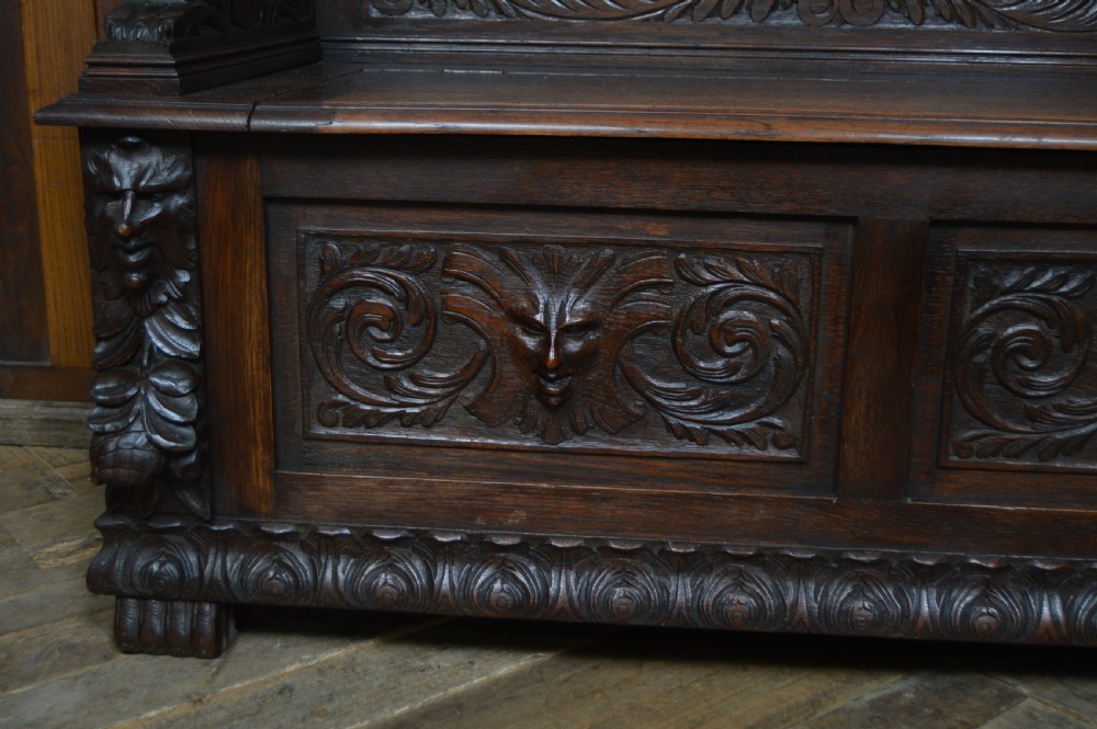 Victorian Oak Monk Bench View IV