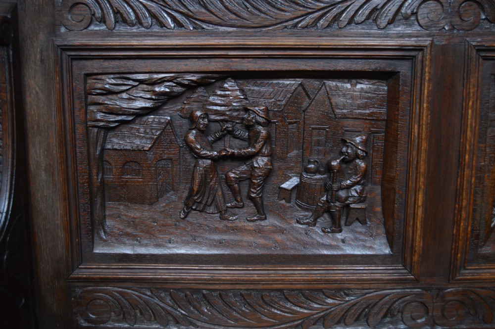 Victorian Oak Monk Bench View V