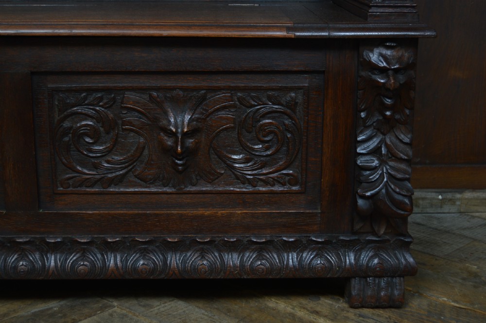 Victorian Oak Monk Bench View VI