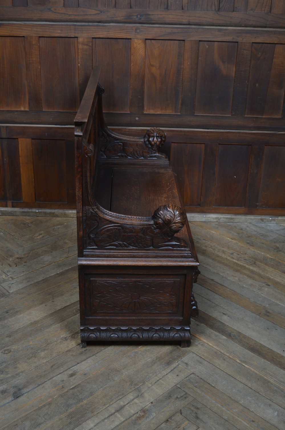 Victorian Oak Monk Bench View IX